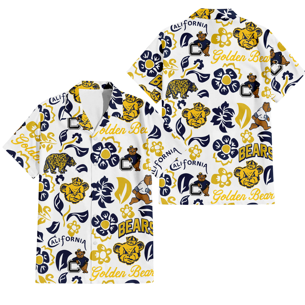 University Of California Berkeley Floral Button Down Hawaiian Shirt