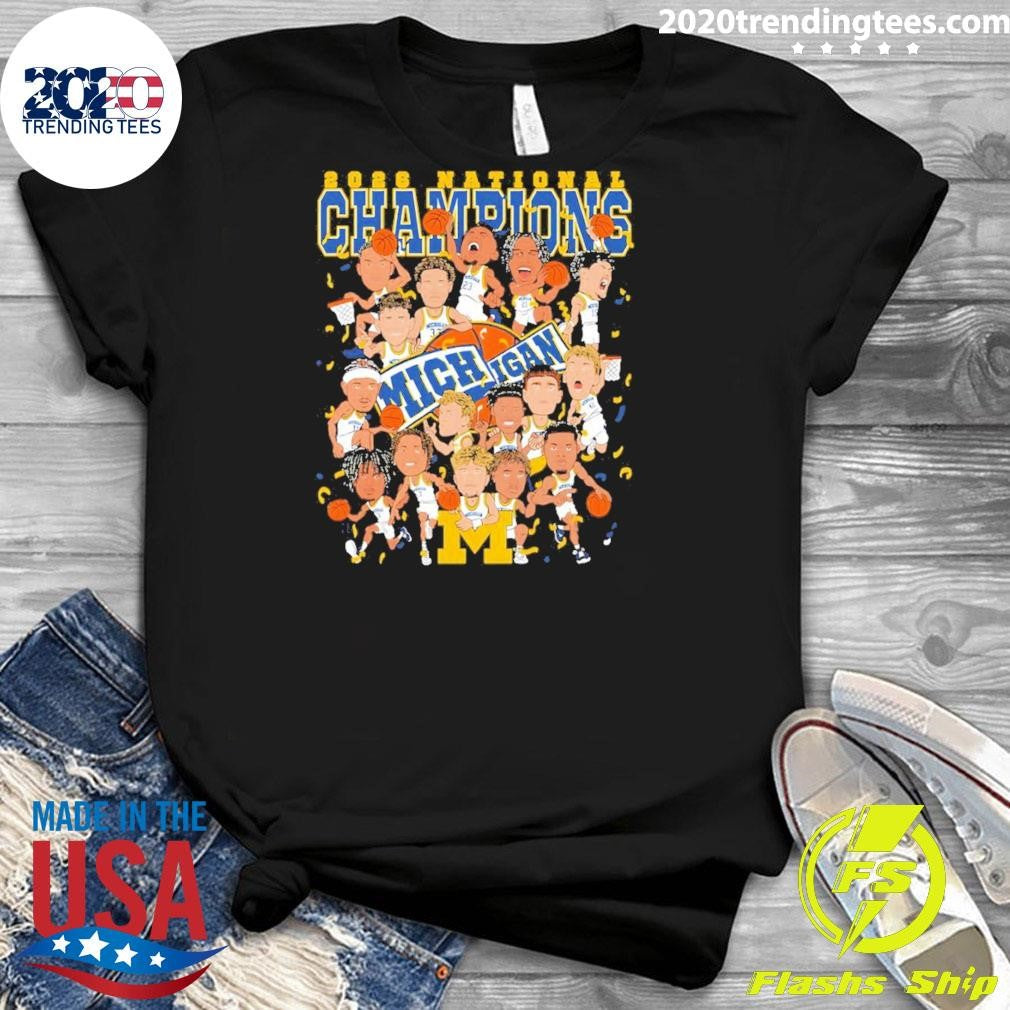 University Of Michigan Wolverines Basketball Cartoon Winner Ncaa Champions Shirt