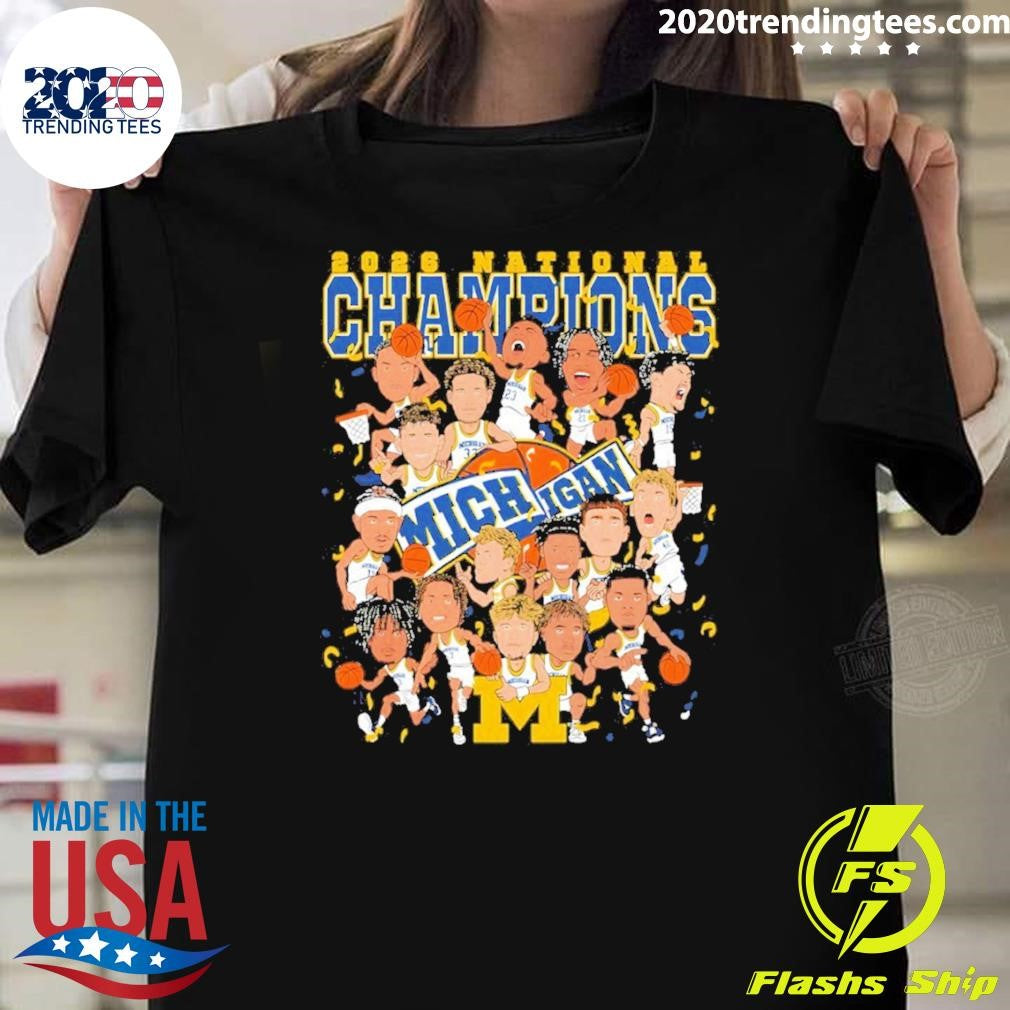 University Of Michigan Wolverines Basketball Cartoon Winner Ncaa Champions Shirt