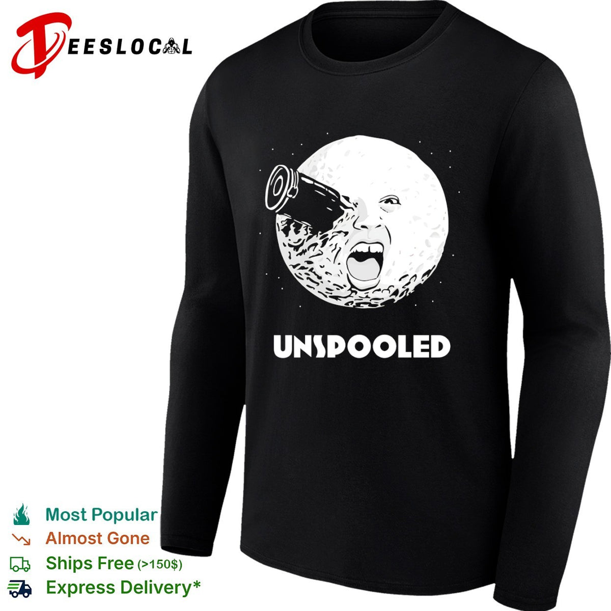 Unspooled A Trip to the Moon Georges Melies Iconic Cinema Film Movie Parody shirt