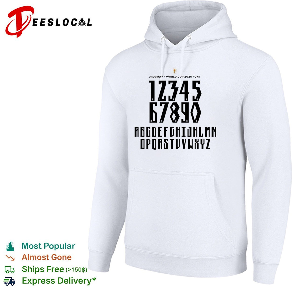 Uruguay World Cup 2026 Font Alphabet Numbers Letters Custom Jersey Sports Shirt