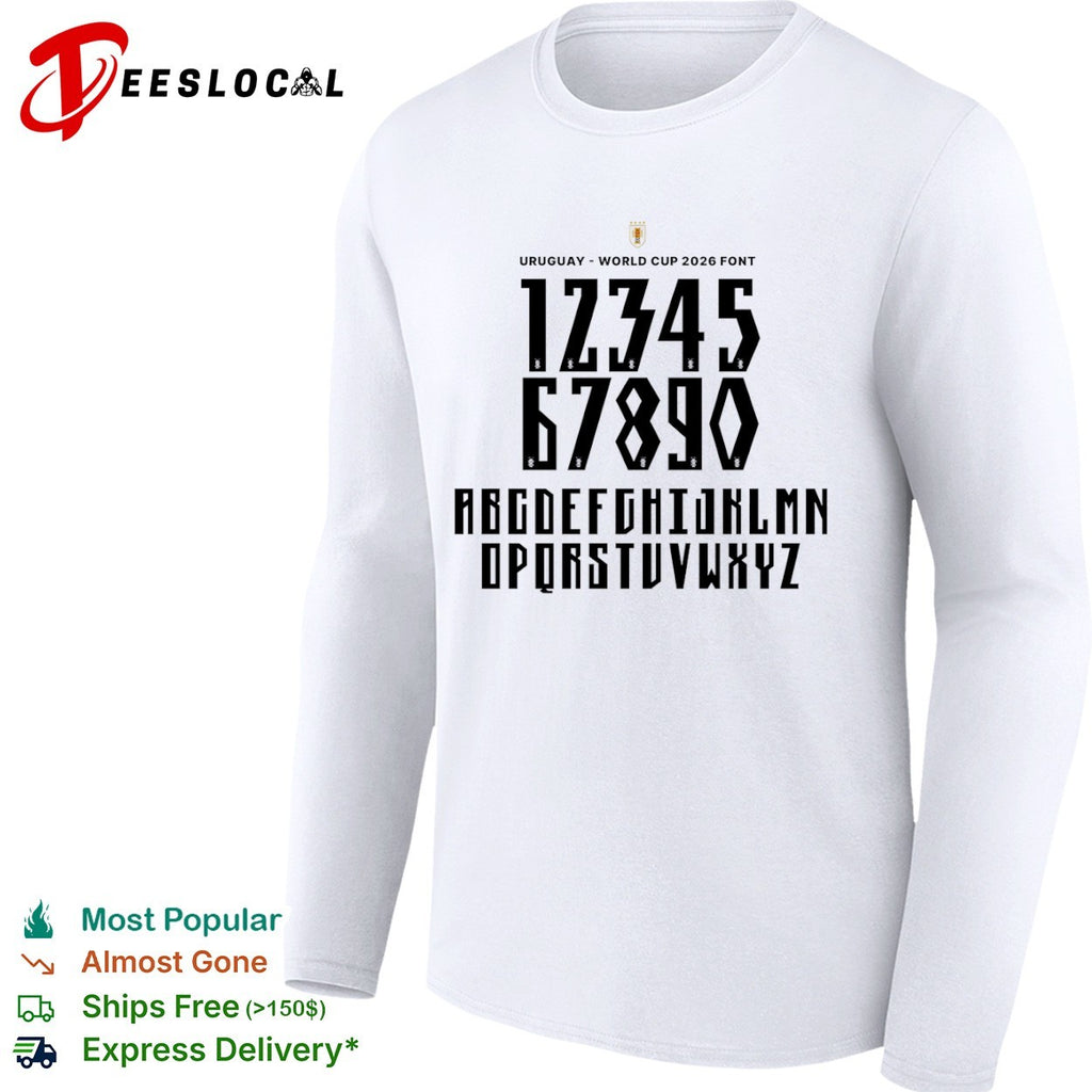Uruguay World Cup 2026 Font Alphabet Numbers Letters Custom Jersey Sports Shirt