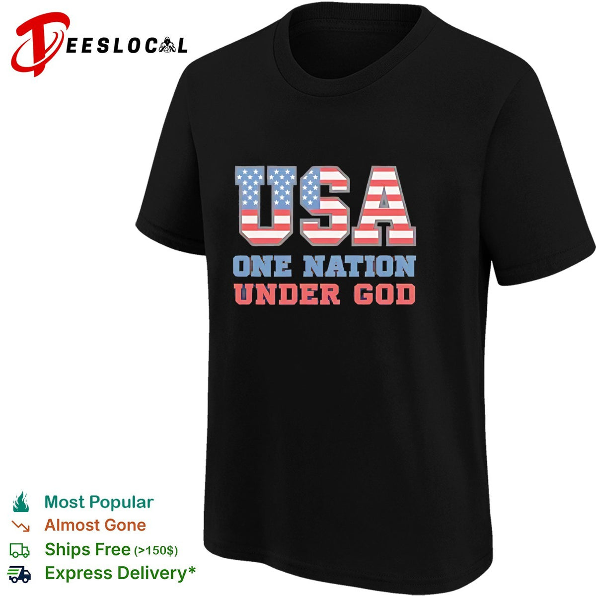 Usa one nation under god American flag patriotic stars and stripes theme shirt