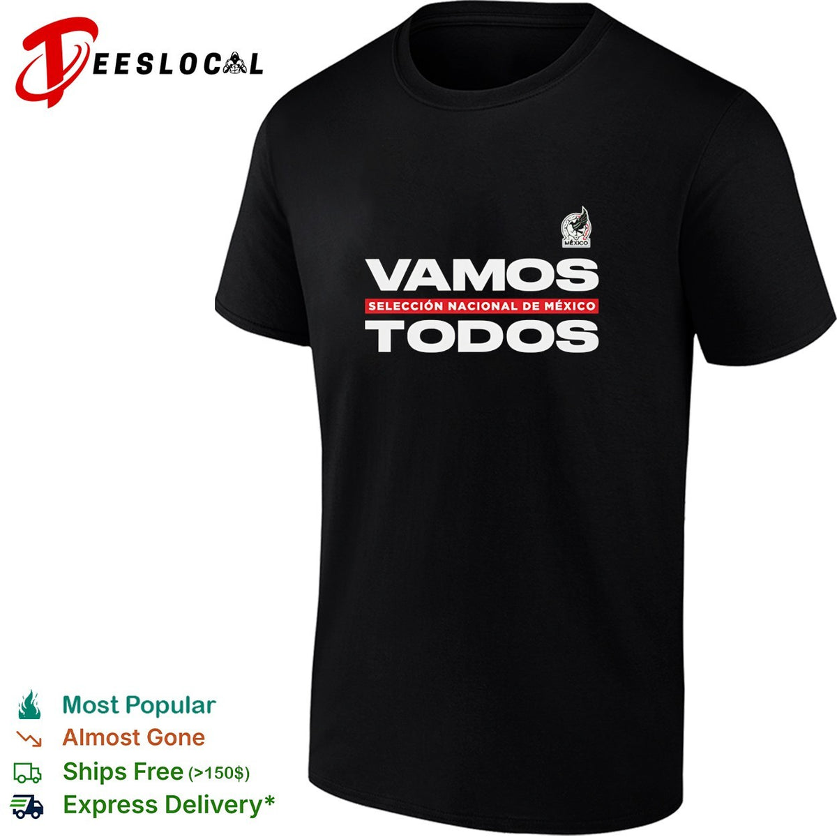 Vamos todos Mexico Seleccion Nacional black red bold shirt