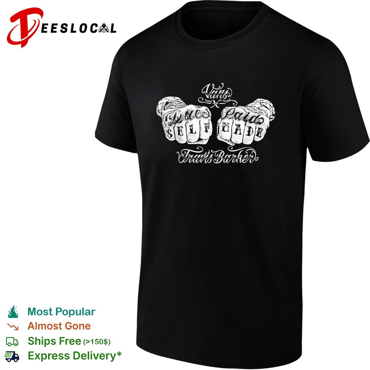 Vans x Travis Baker Blink 182 Tattoo Hands shirt