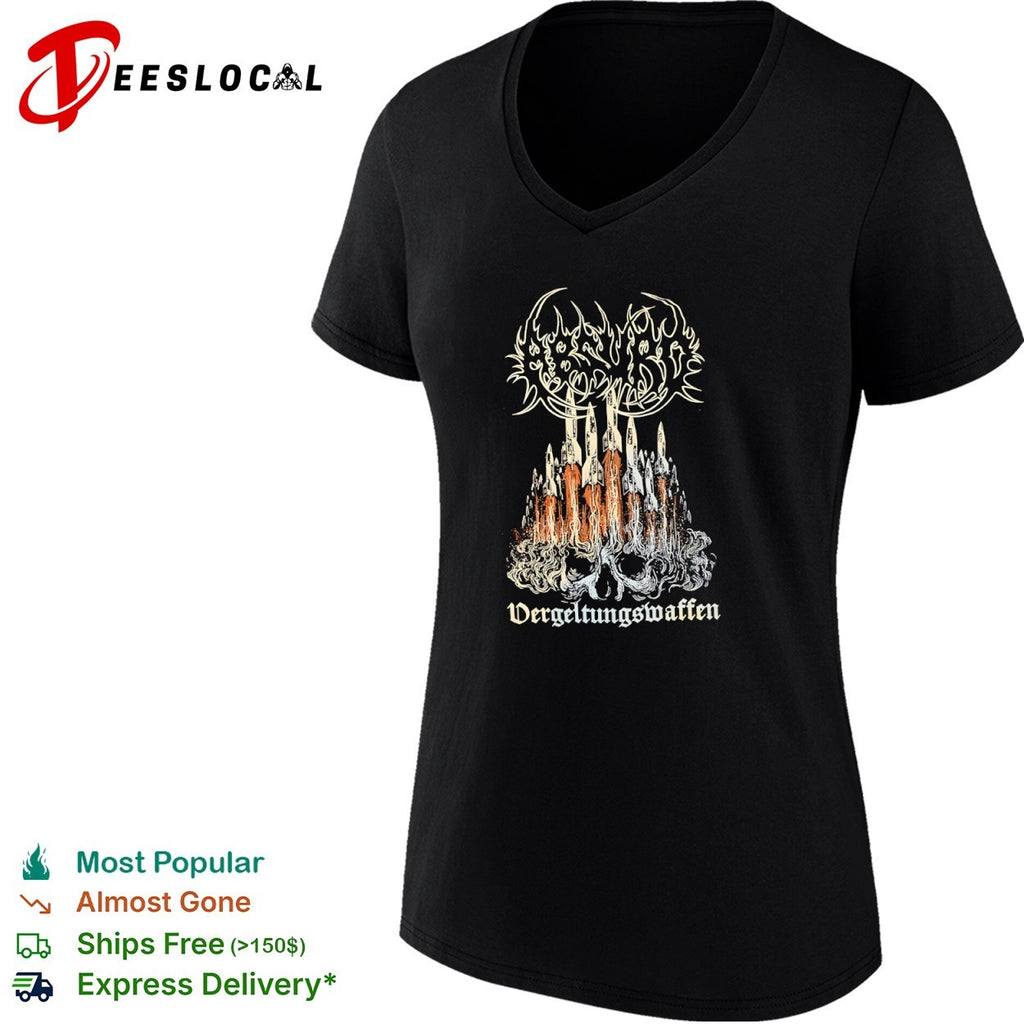 Vergeltungswaffen V2 Rocket Skull Metal Band Logo Black Heavy Metal Concert shirt