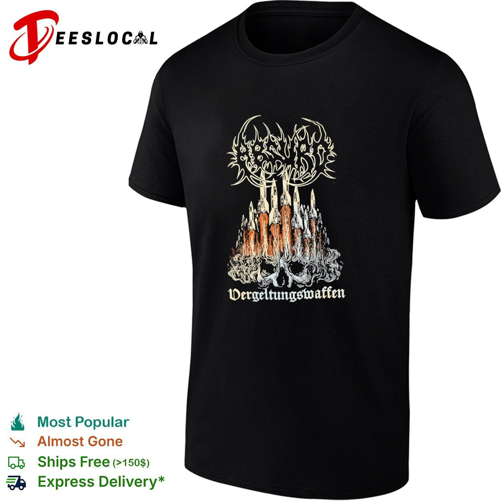 Vergeltungswaffen V2 Rocket Skull Metal Band Logo Black Heavy Metal Concert shirt