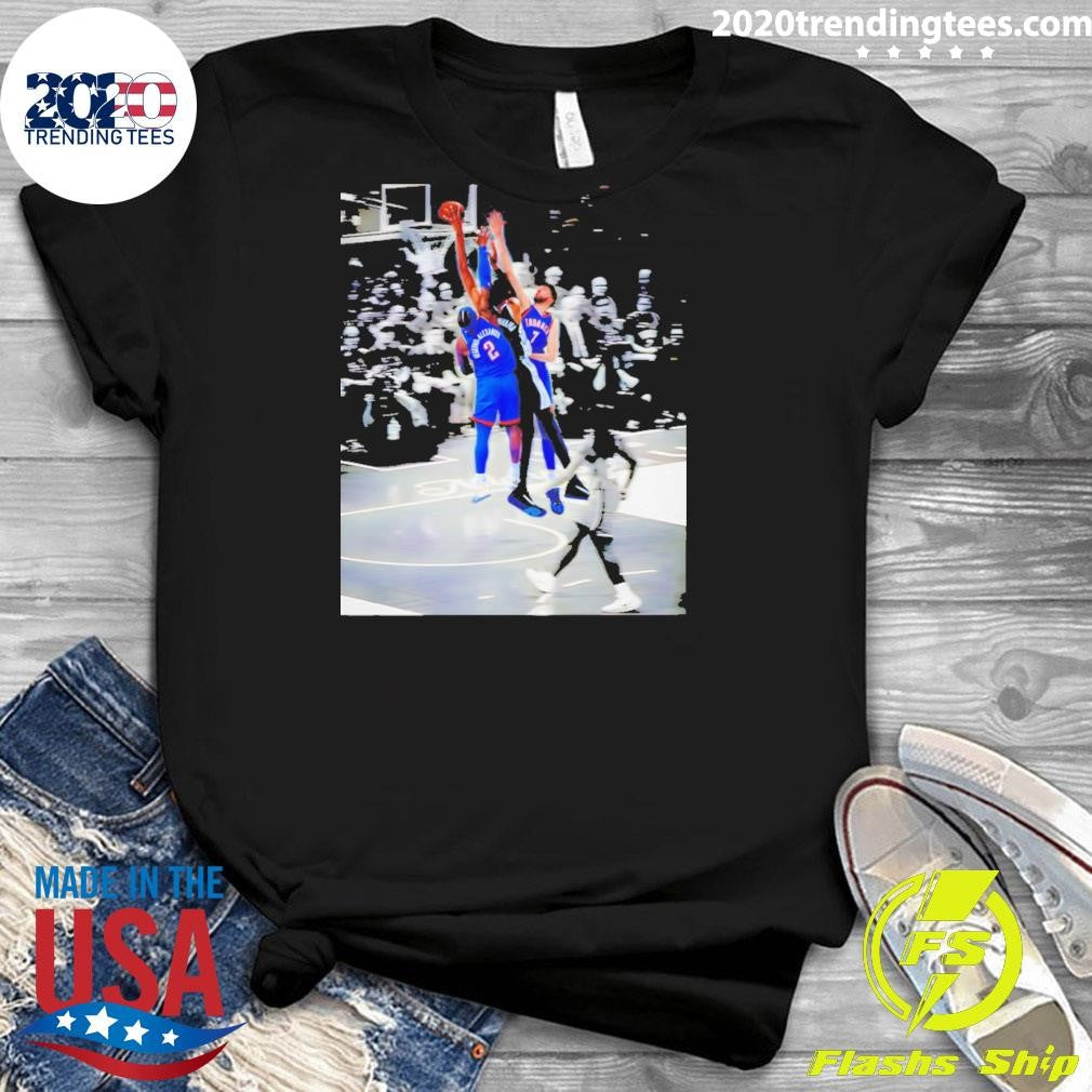 Victor Wembanyama Dunk On Shai Gilgeous-alexander Graphic Basketball Photo Shirt