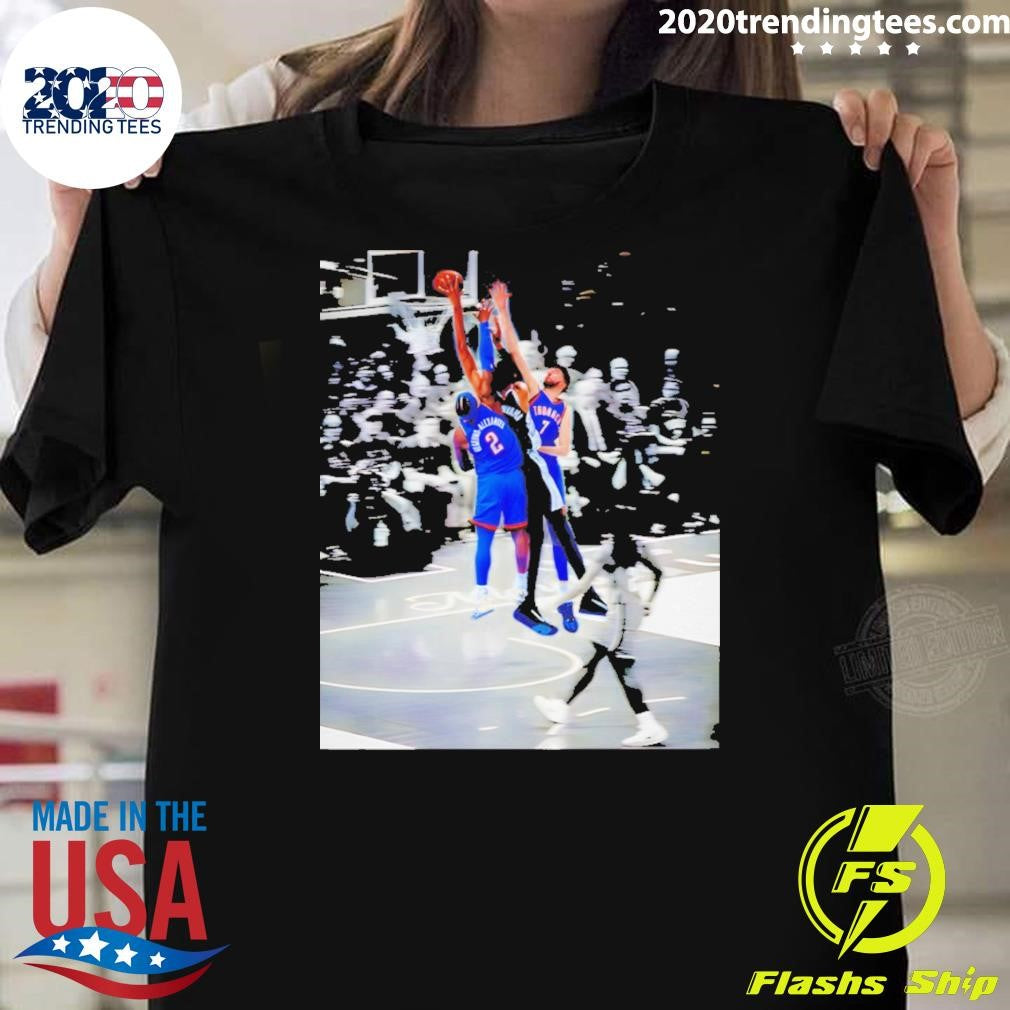 Victor Wembanyama Dunk On Shai Gilgeous-alexander Graphic Basketball Photo Shirt
