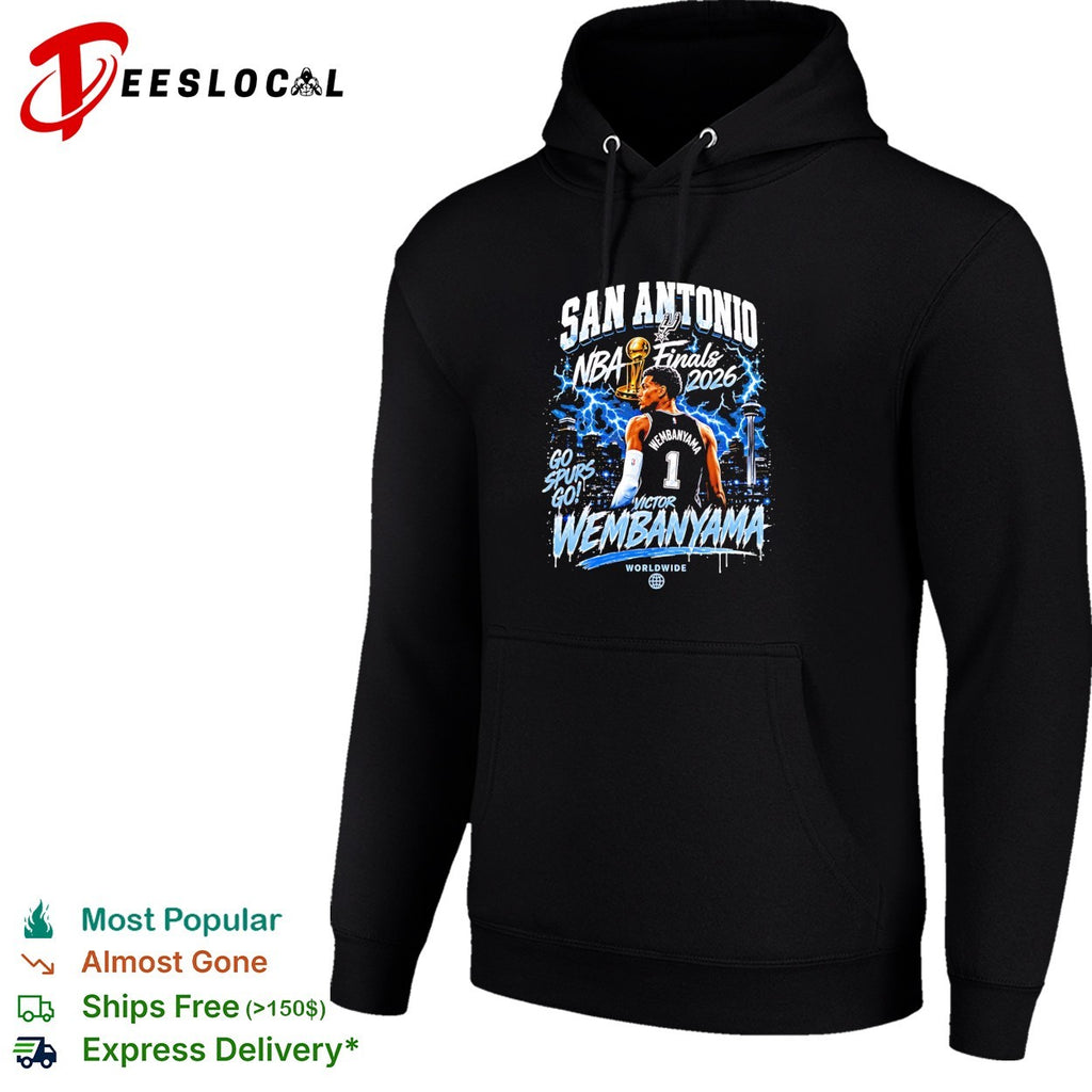 Victor Wembanyama San Antonio Spurs Basketball NBA Finals 2026 lightning graphic shirt