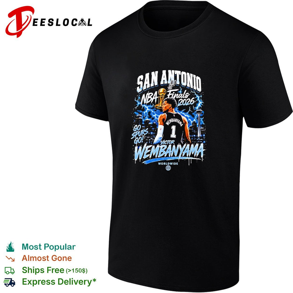 Victor Wembanyama San Antonio Spurs Basketball NBA Finals 2026 lightning graphic shirt
