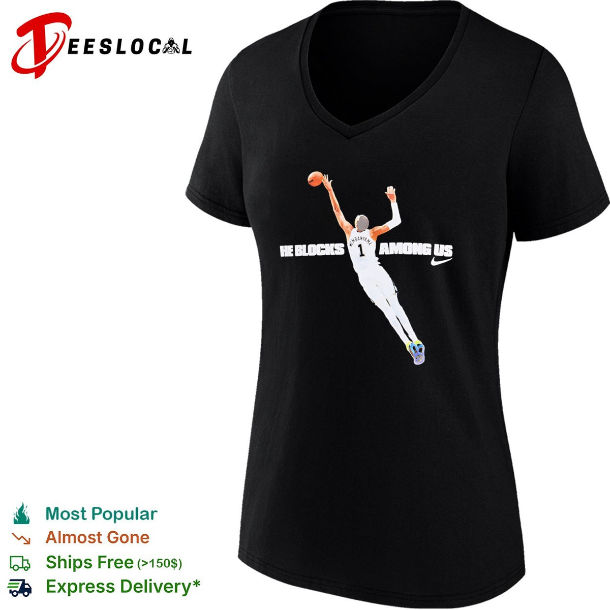 Victor Wembanyama San Antonio Spurs NBA He Blocks Among Us t shirt