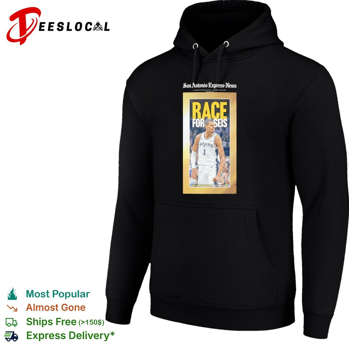 Victor Wembanyama San Antonio Spurs race for seis Express News newspaper cover shirt