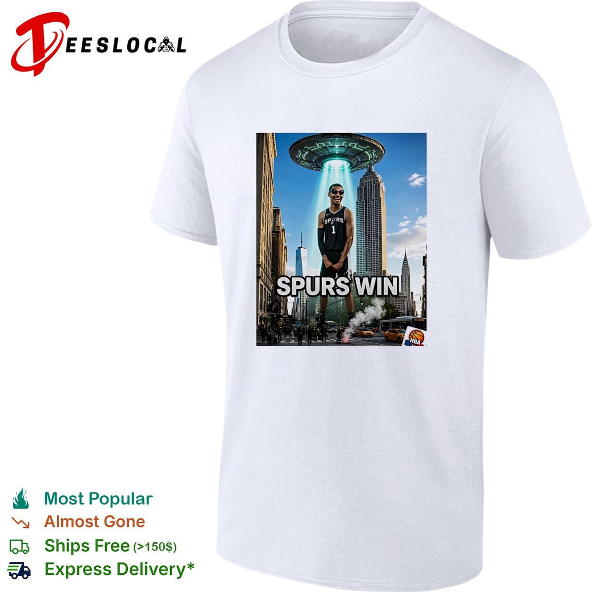 Victor Wembanyama San Antonio Spurs win UFO alien abduction New York shirt