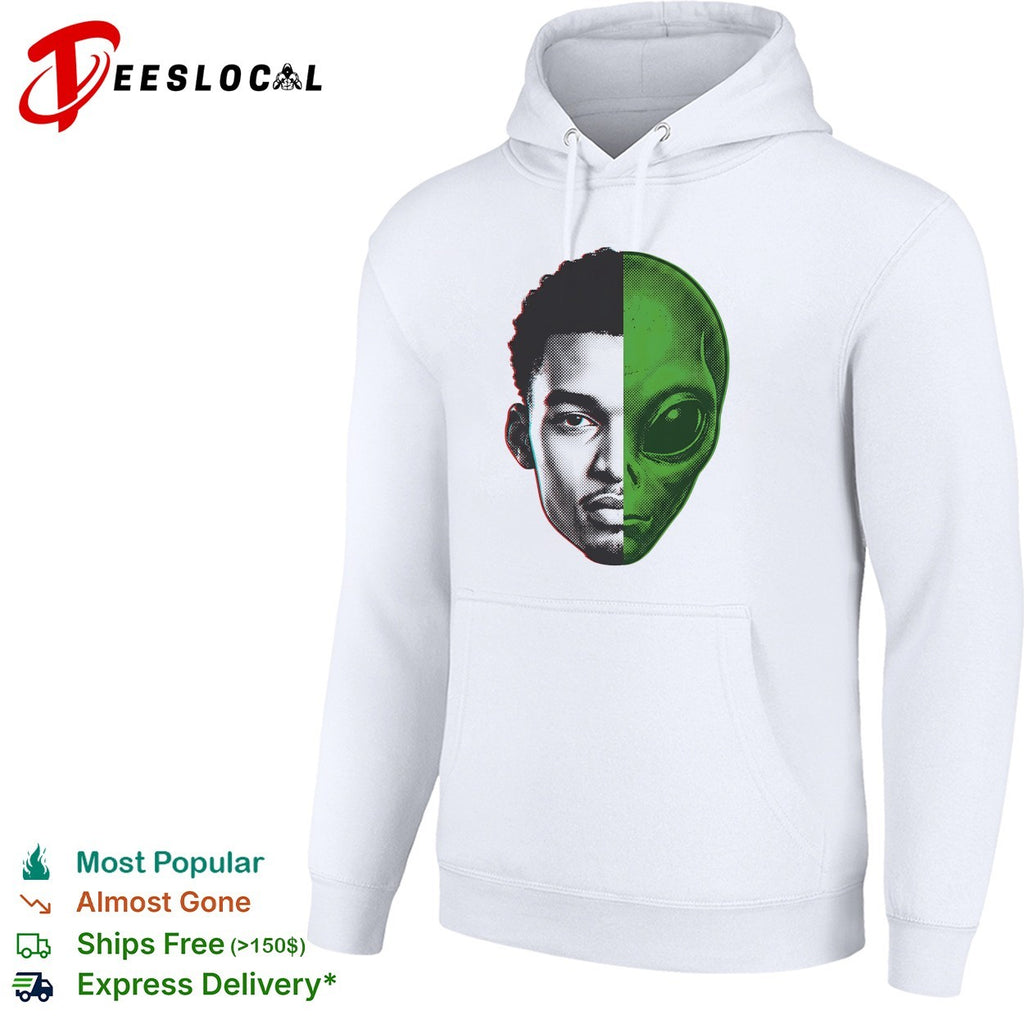 Victor Wembanyama half-face half-alien split portrait digital art shirt