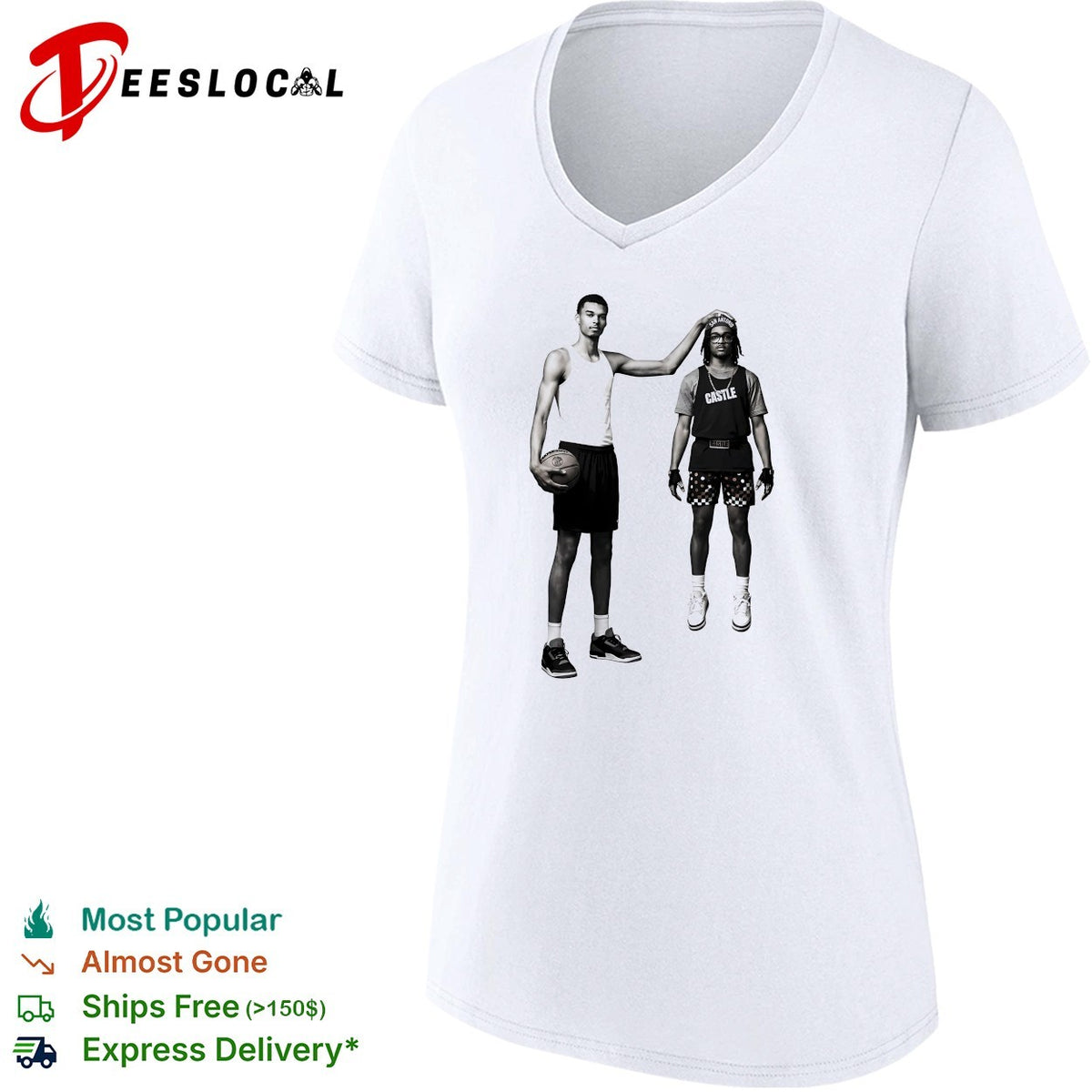 Victor Wembanyama tall player duo San Antonio portrait monochrome shirt