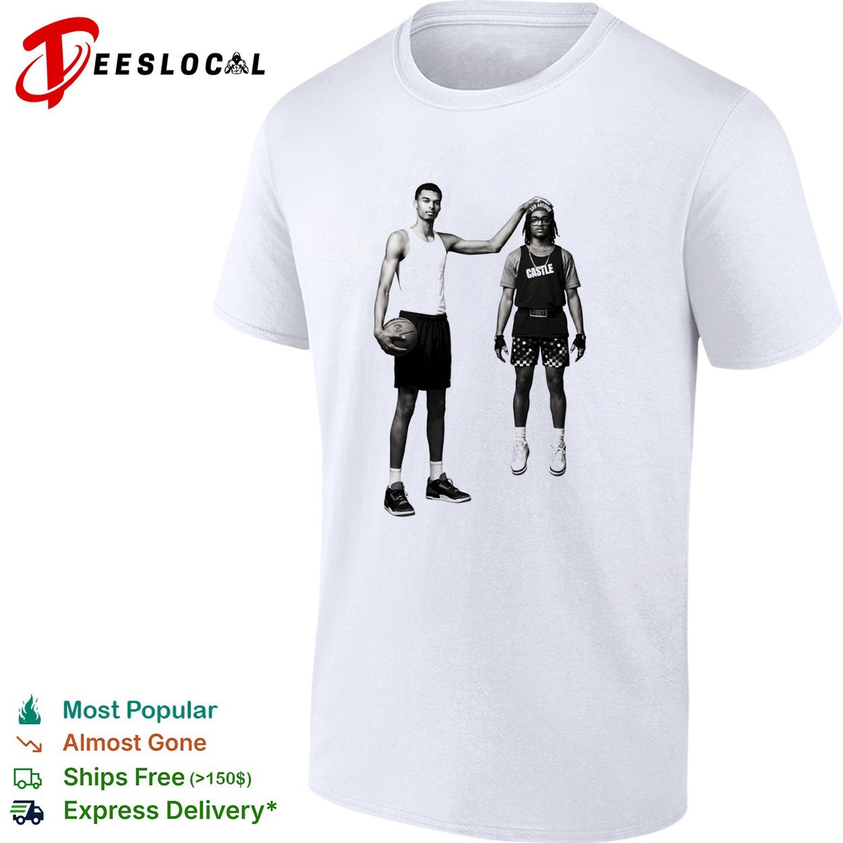 Victor Wembanyama tall player duo San Antonio portrait monochrome shirt