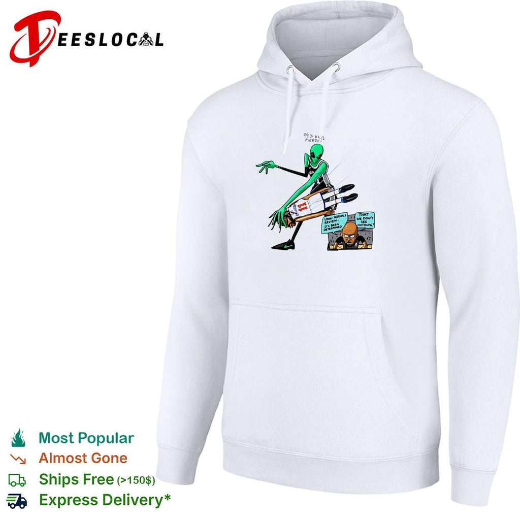 Victor Wembanyama vs Jalen Bruson alien NBA Flagrant review comic cartoon shirt