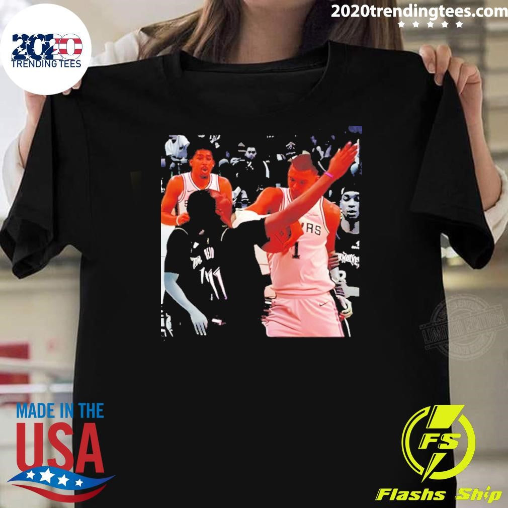 Victor-wembanyama Elbow On Naz-reid San Antonio Spurs And Minnesota Timberwolves Nba Playoffs Photo Shirt