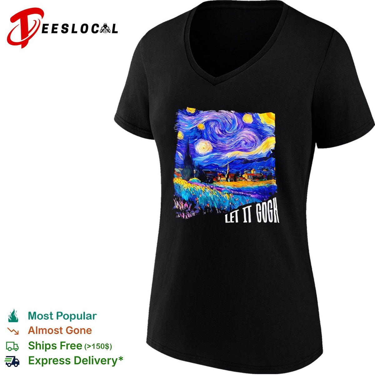 Vincent van Gogh The Starry Night Let it Gogh shirt
