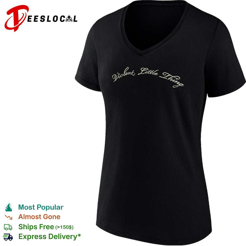 Violent Little Thing Embroidered Lettering Minimalist Script Shirt