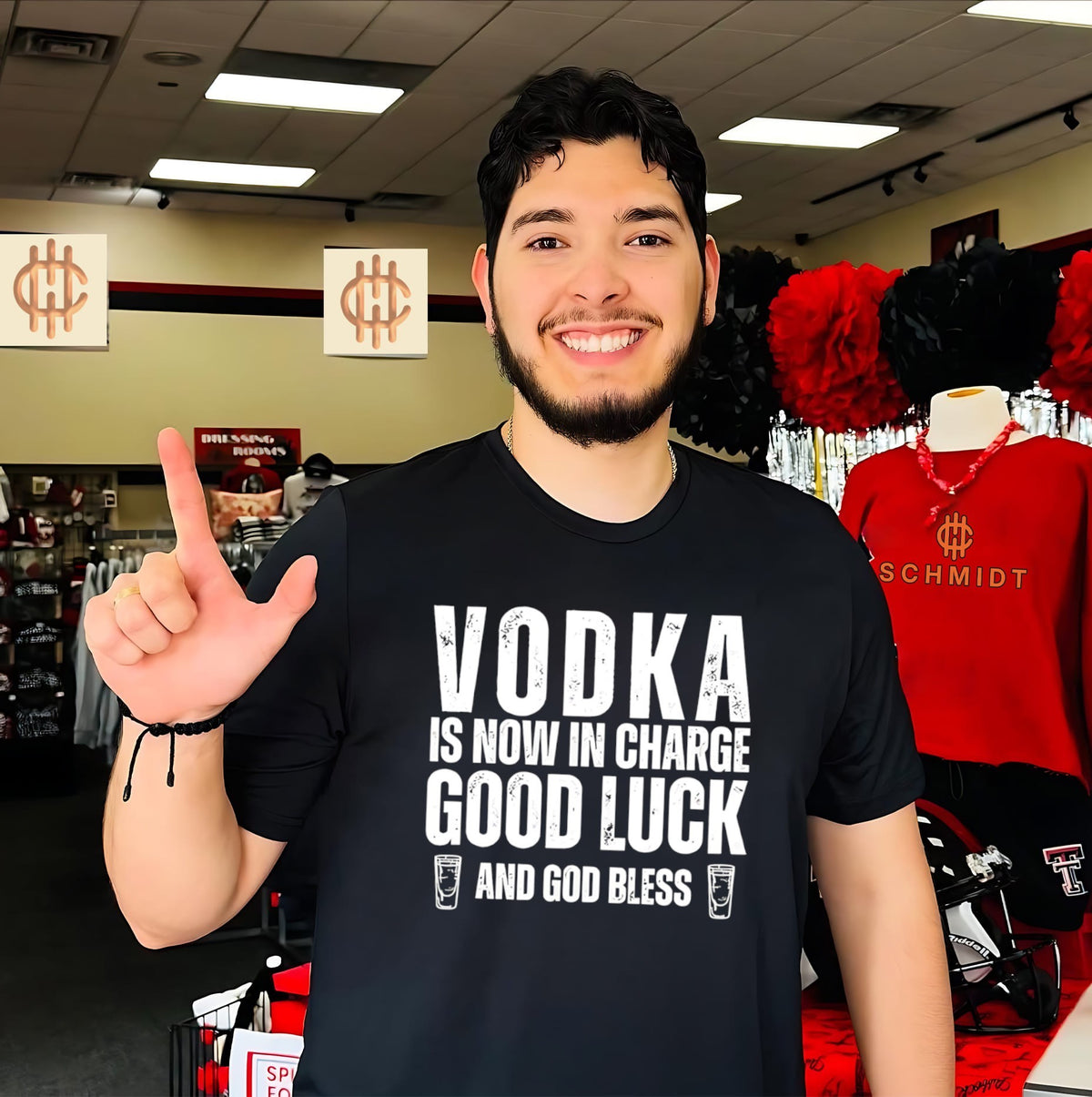 Vodka is now in charge good luck and God bless shirt