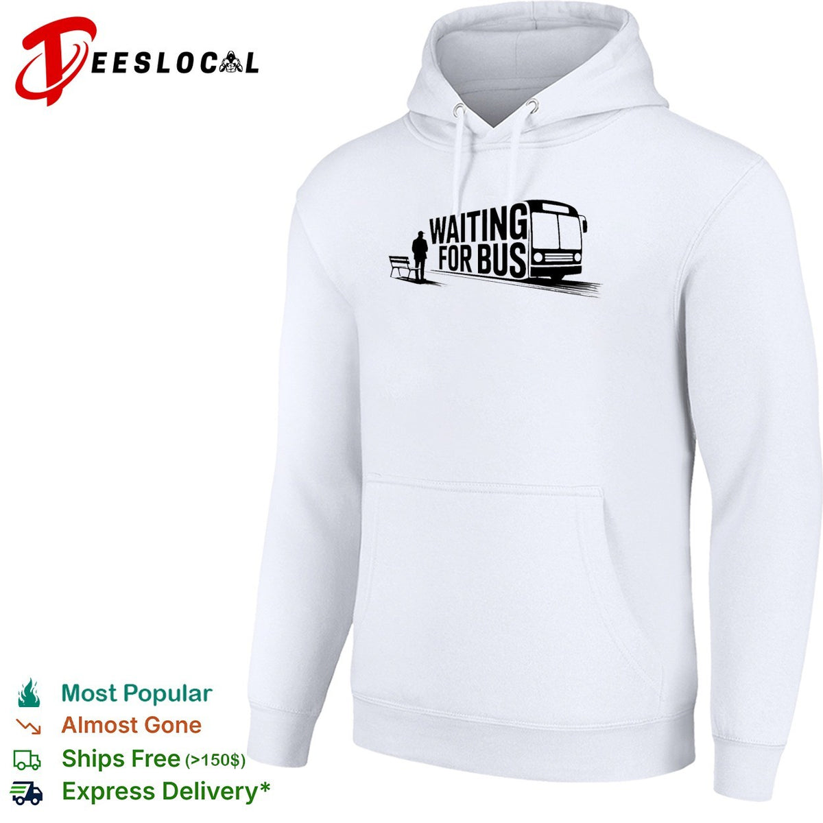 Waiting for bus public transport minimalist typography shirt