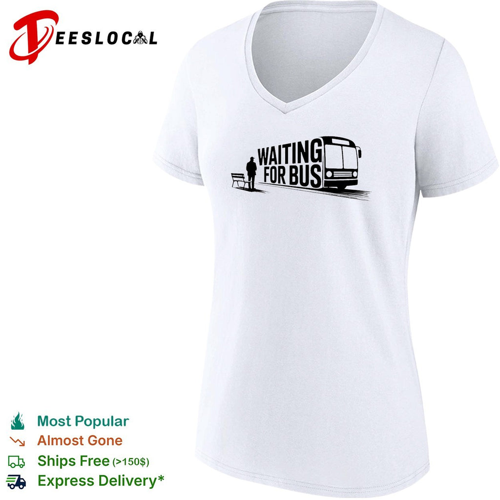 Waiting for bus public transport minimalist typography shirt