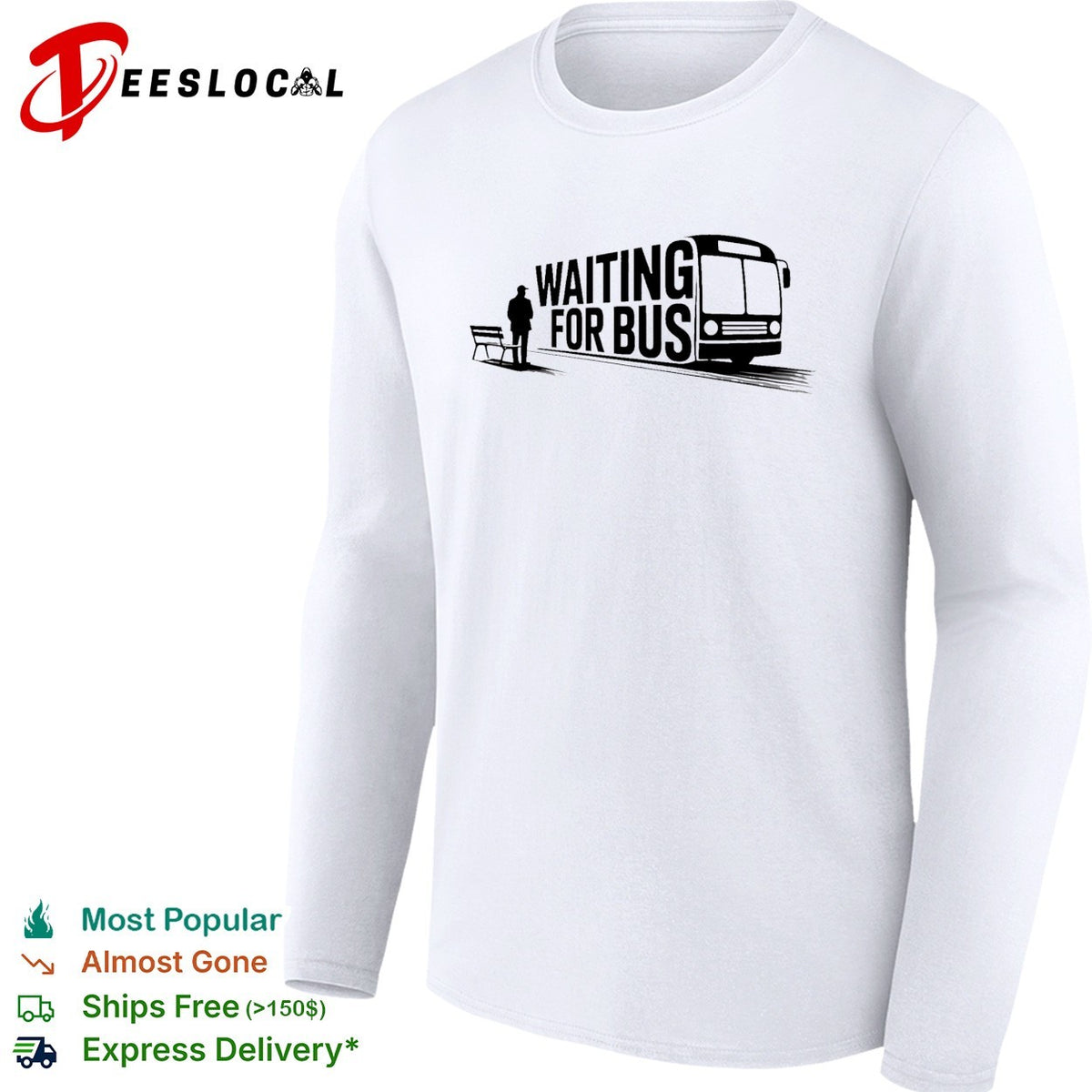 Waiting for bus public transport minimalist typography shirt