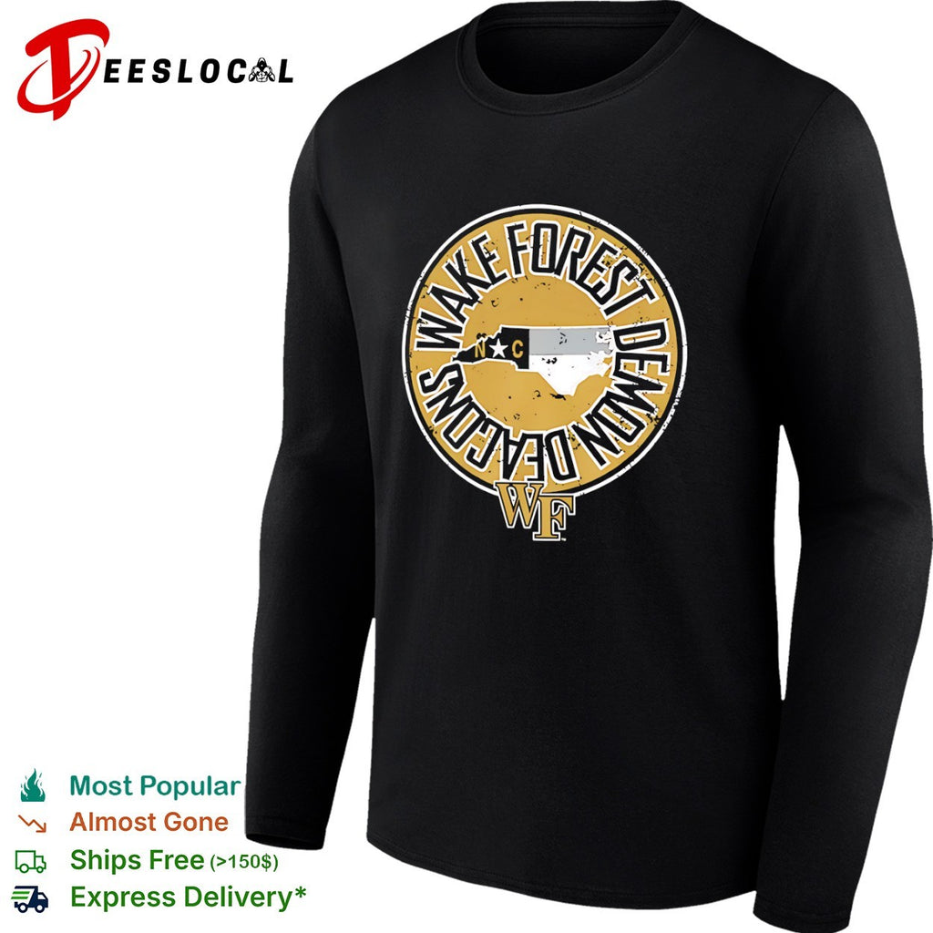 Wake Forest Demon Deacons North Carolina Map Logo WF shirt