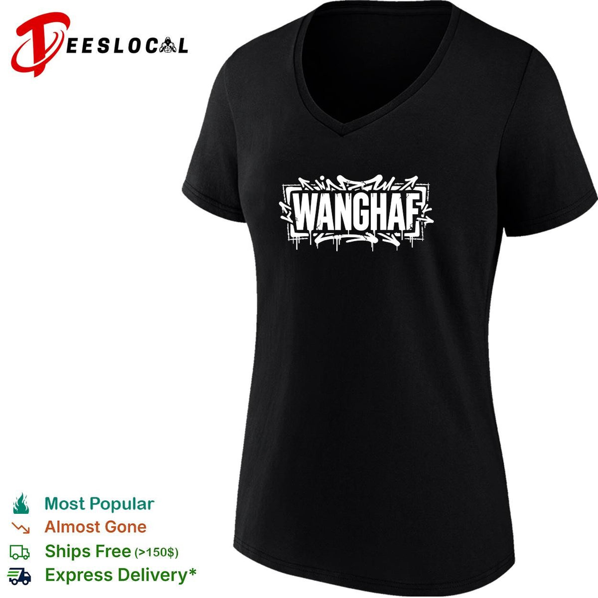 Wanghaf graffiti style bold text graphic shirt