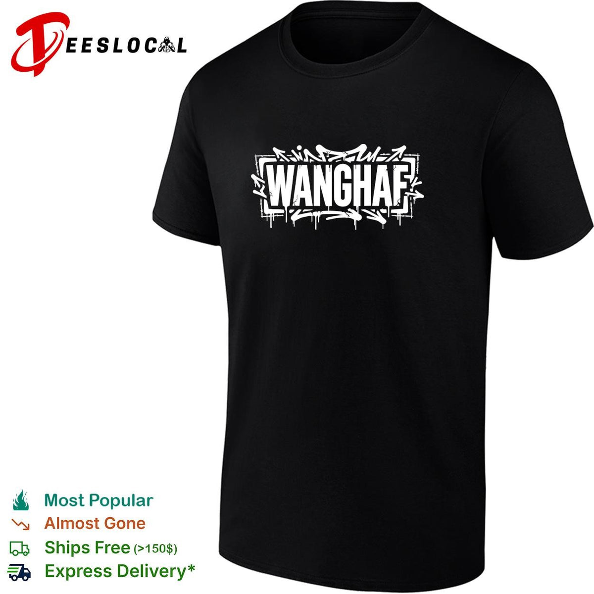 Wanghaf graffiti style bold text graphic shirt
