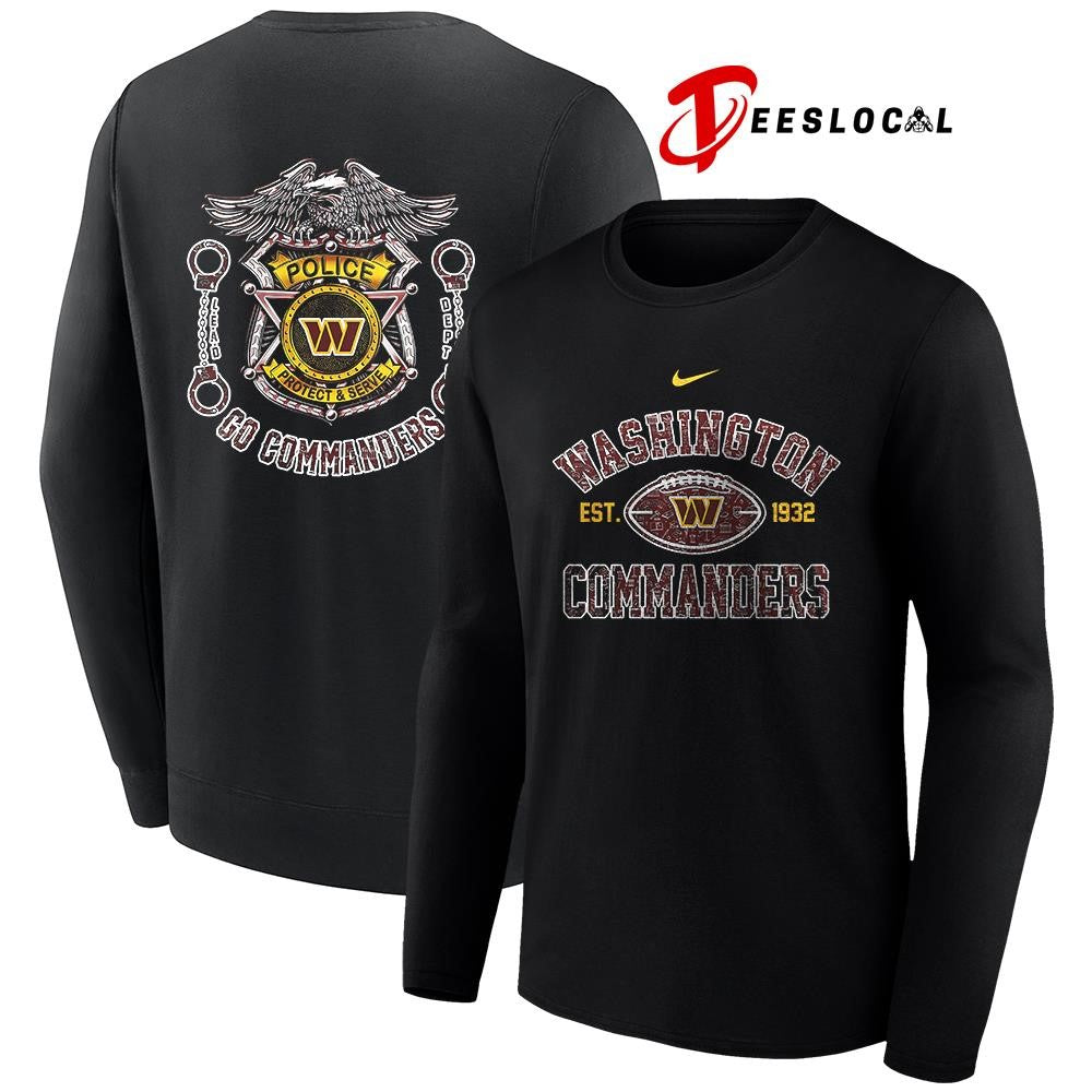 Washington Commanders law enforcement tribute protect and serve logo shirt