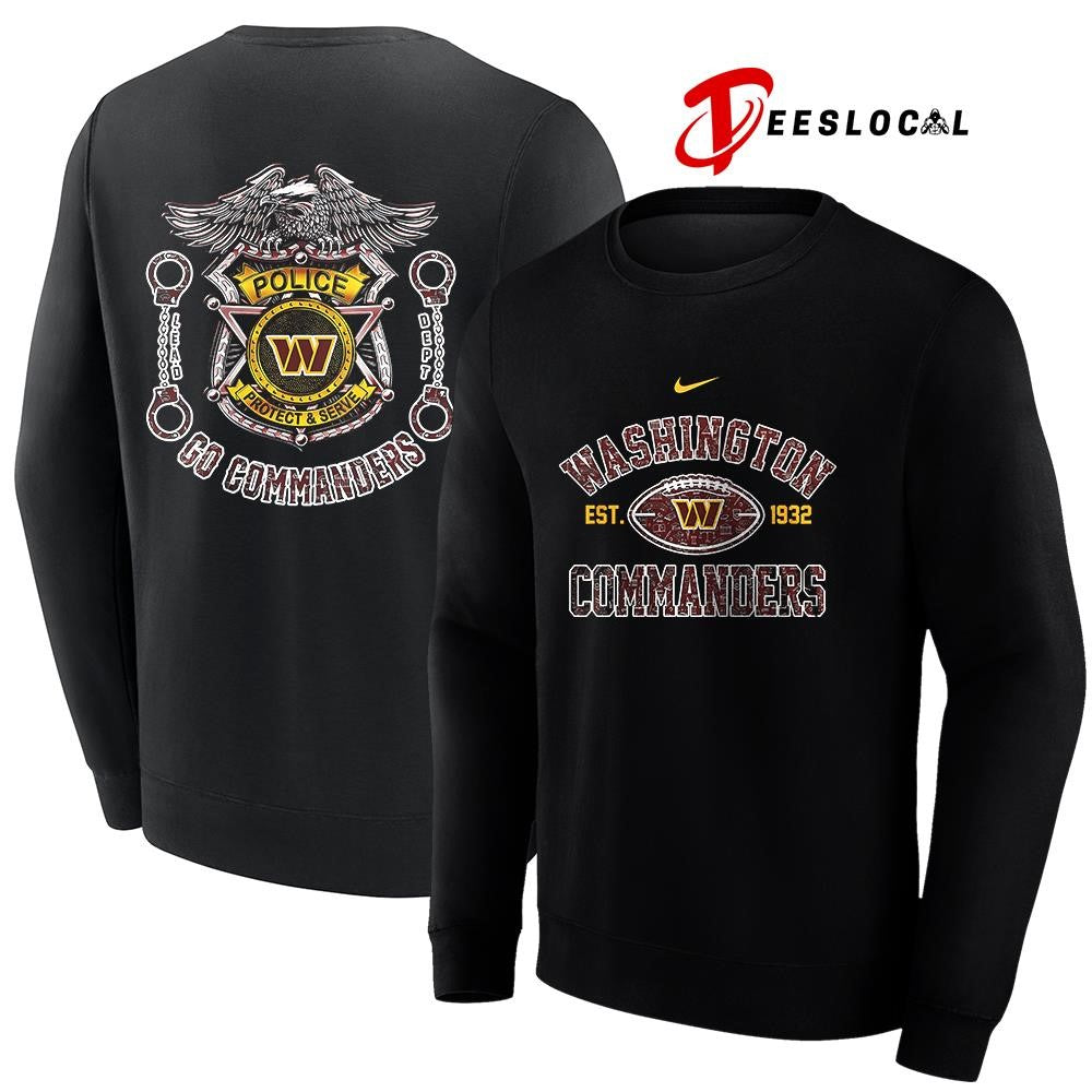 Washington Commanders law enforcement tribute protect and serve logo shirt