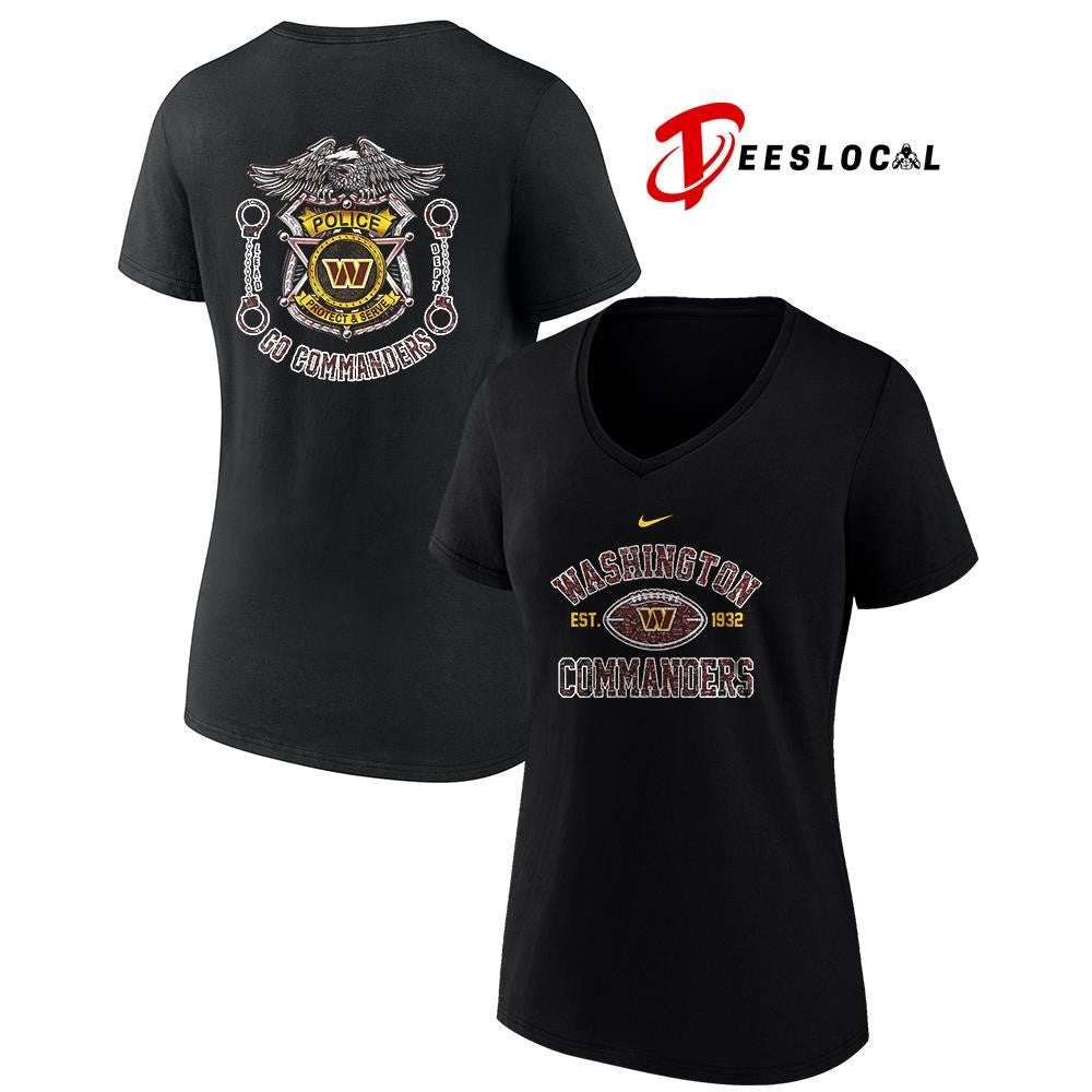 Washington Commanders law enforcement tribute protect and serve logo shirt
