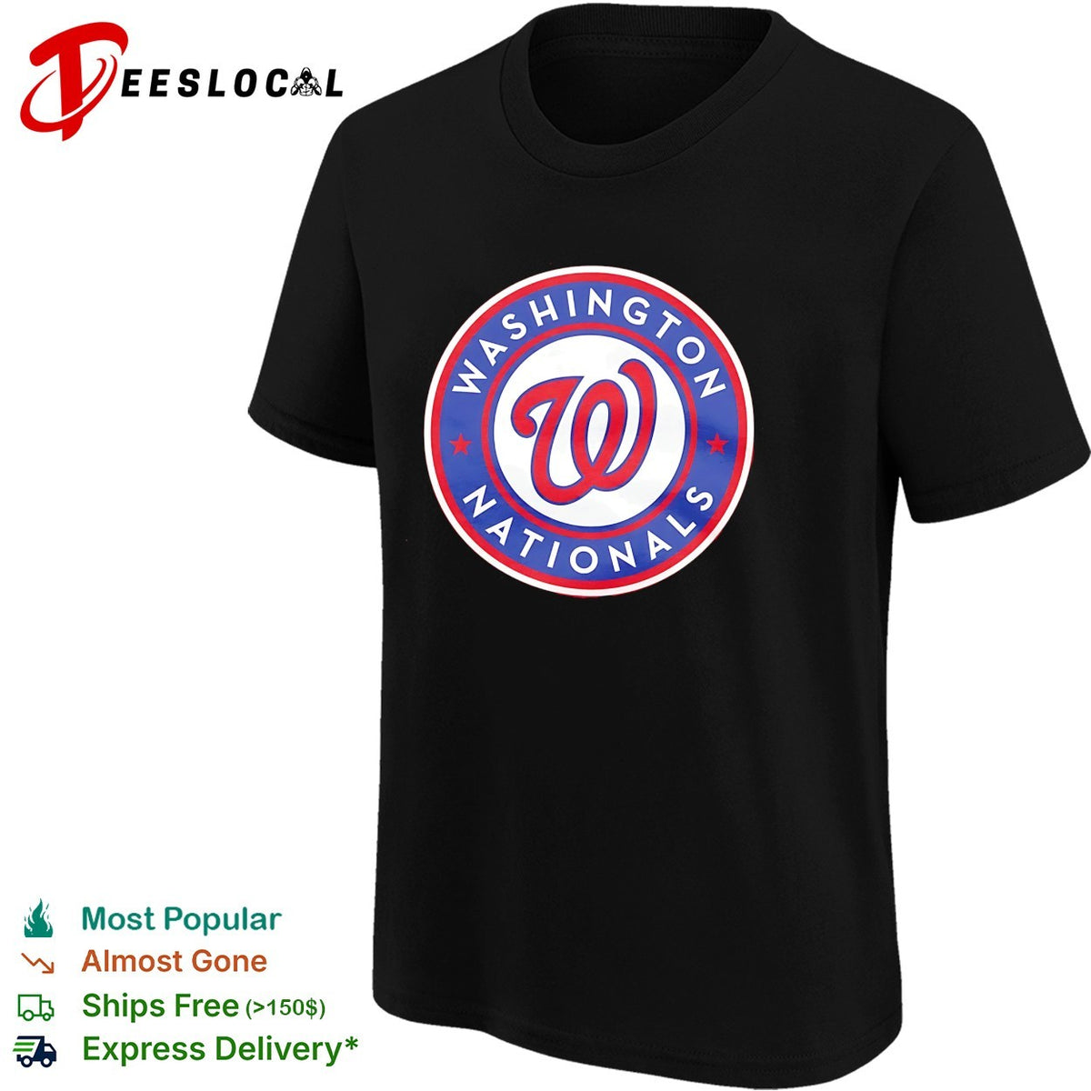 Washington Nationals curly W circle star baseball logo shirt