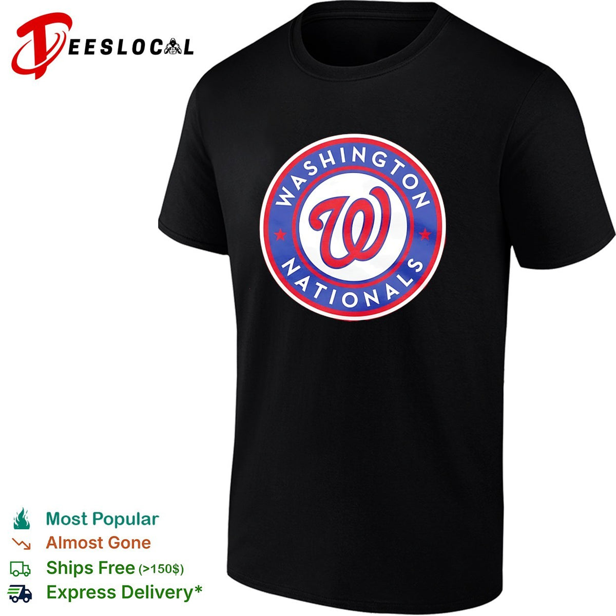 Washington Nationals curly W circle star baseball logo shirt