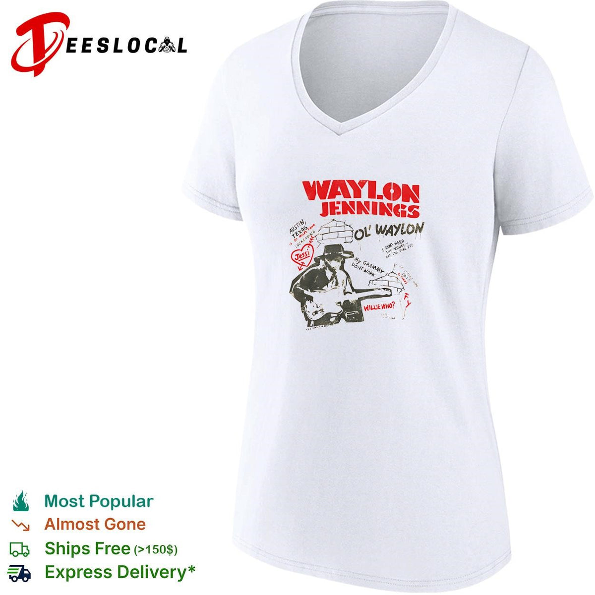 Waylon Jennings Ol’ Waylon Austin Texas graffiti style vintage shirt