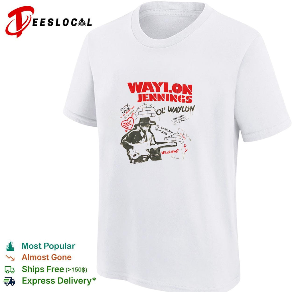 Waylon Jennings Ol’ Waylon Austin Texas graffiti style vintage shirt