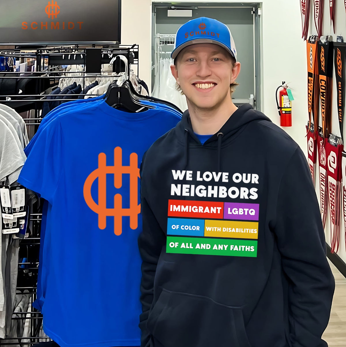 We love our neighbors immigrant LGBTO of color with disabilities of all and any faiths shirt