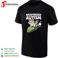 Weaponized autism raccoon riding rocket bomb funny parody humor casual cotton shirt