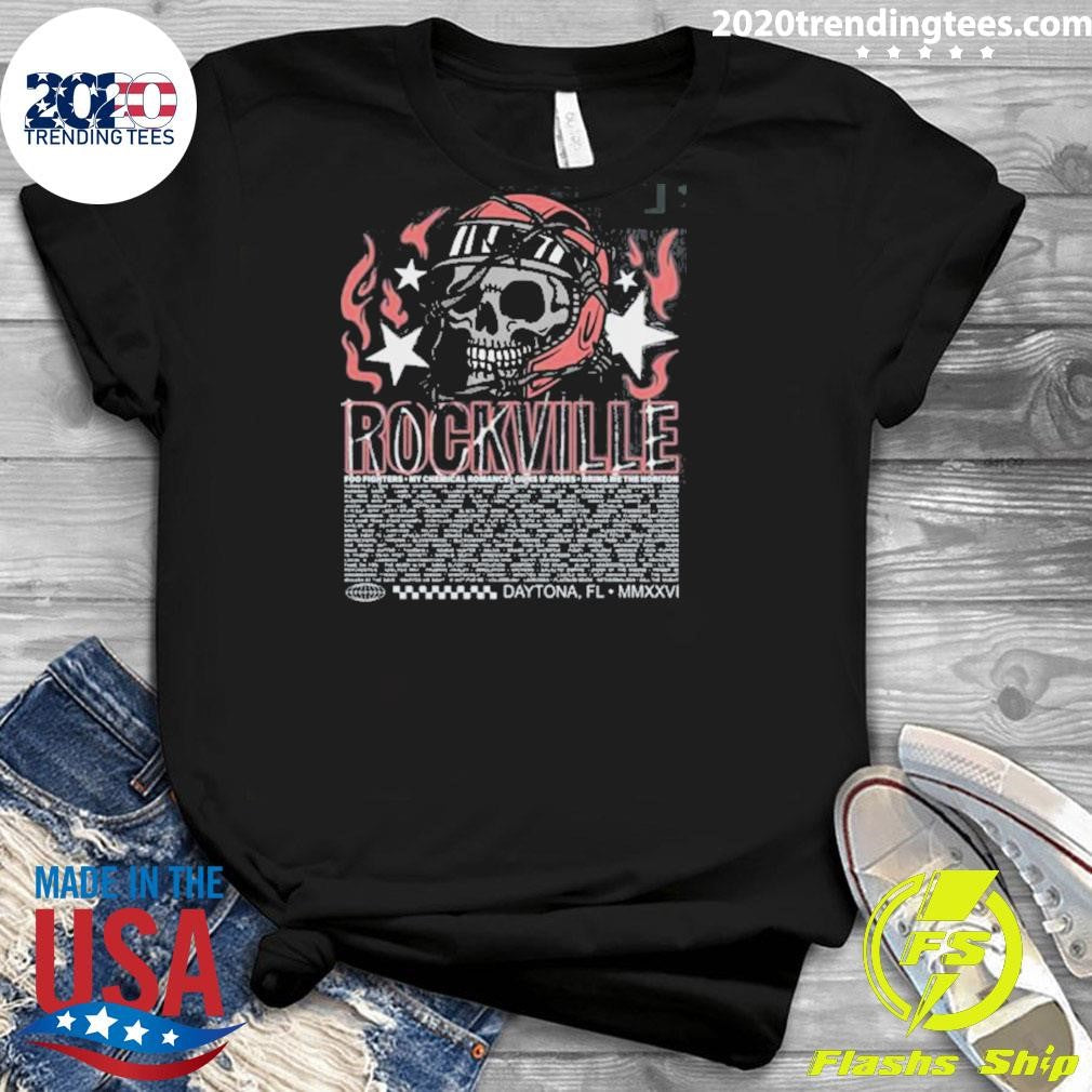 Welcome To Rockville 2026 Daytona Beach Florida Rockville Barbed Helmet Skull Lineup Shirt