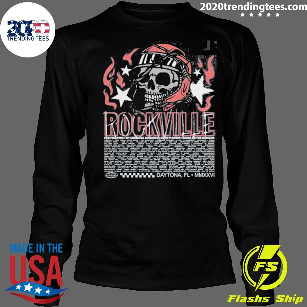 Welcome To Rockville 2026 Daytona Beach Florida Rockville Barbed Helmet Skull Lineup Shirt