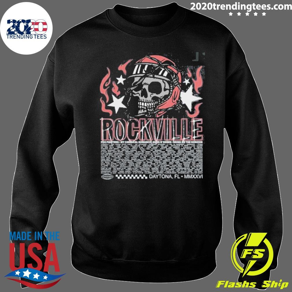 Welcome To Rockville 2026 Daytona Beach Florida Rockville Barbed Helmet Skull Lineup Shirt