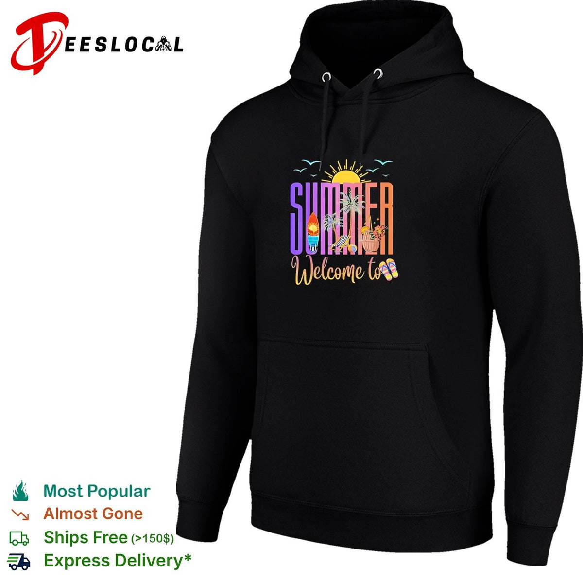 Welcome to summer beach surfboard tropical sunset vibes shirt