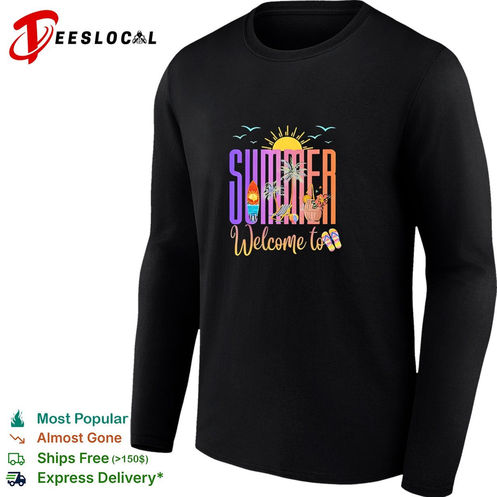 Welcome to summer beach surfboard tropical sunset vibes shirt