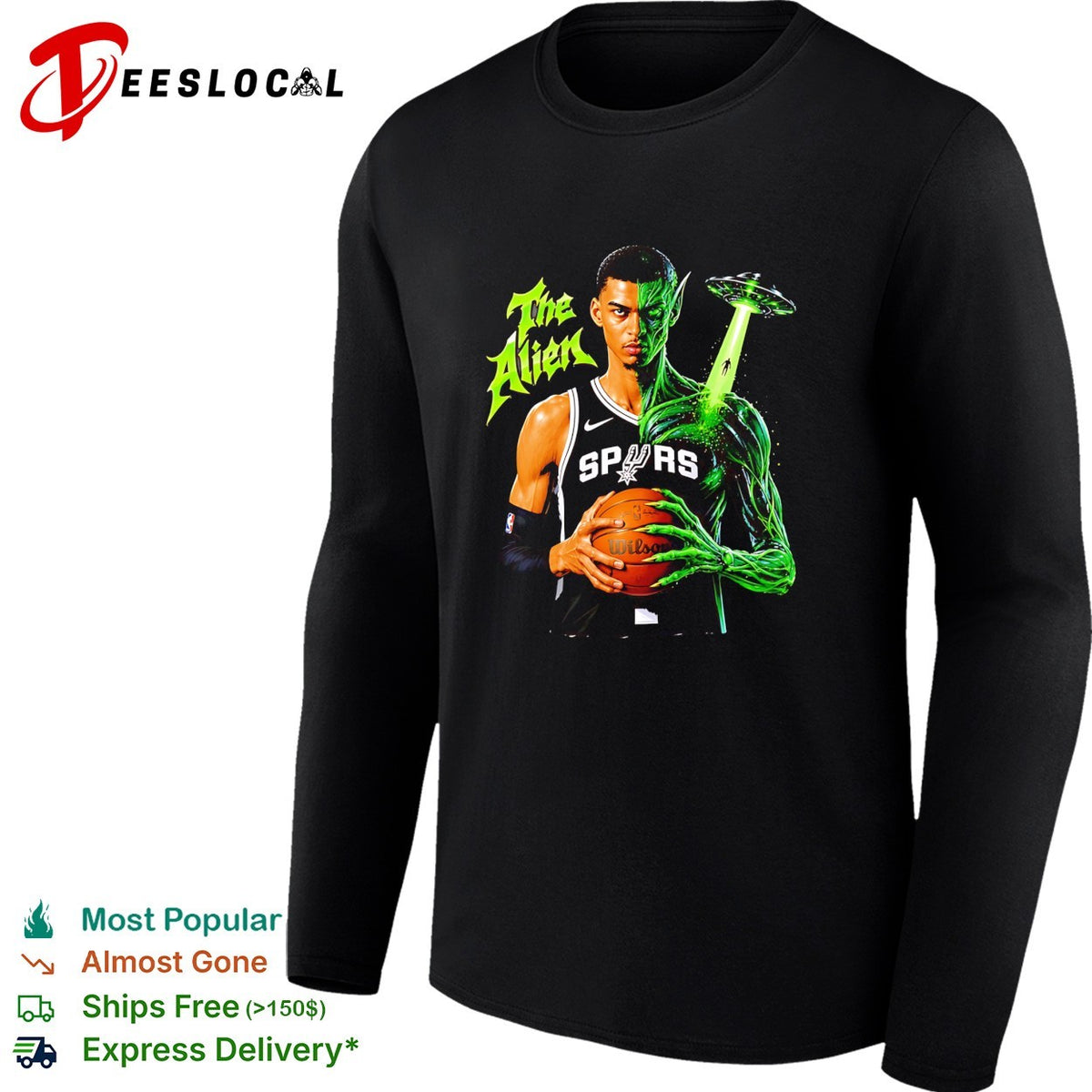 Wembanyama San Antonio Spurs The Alien half human half alien UFO shirt