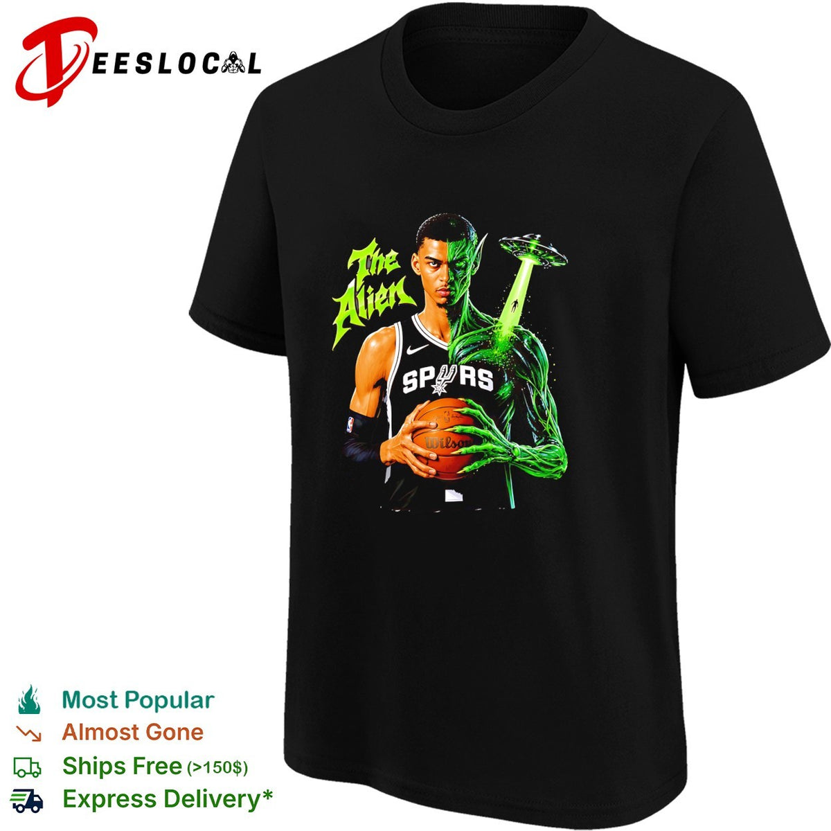 Wembanyama San Antonio Spurs The Alien half human half alien UFO shirt