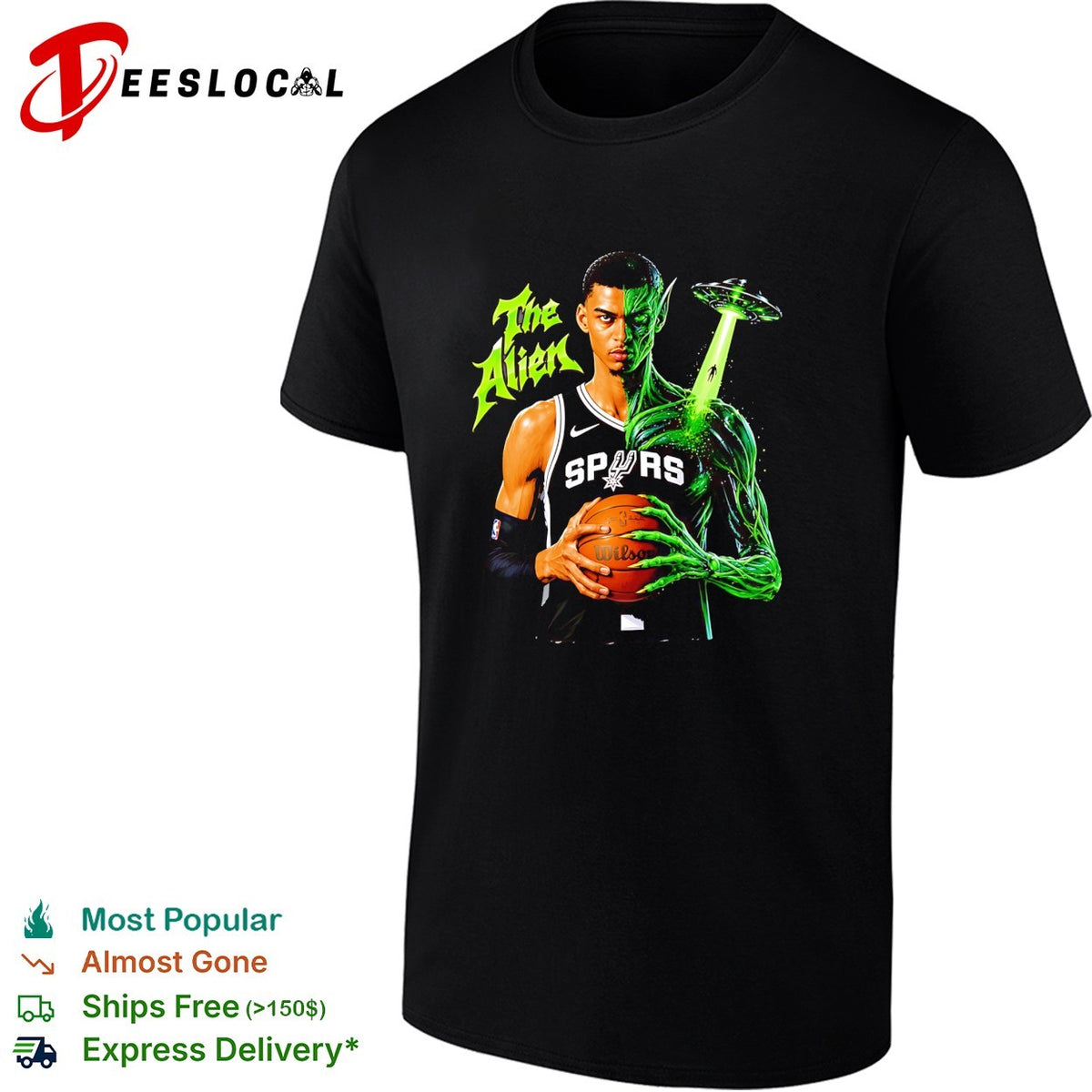 Wembanyama San Antonio Spurs The Alien half human half alien UFO shirt
