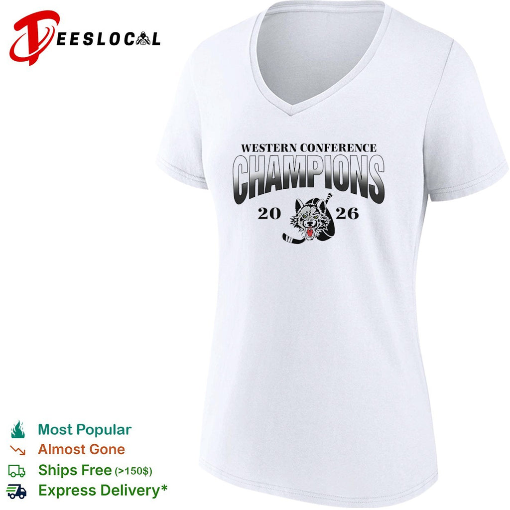 Western Conference Champions 2026 Wolf Hockey Logo Fan Gear Performance Hockey shirt